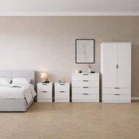 HD Designs Trega 4Pc Bedroom Set(2Dr Bedsidex2, 4Dr Chest, Wardrobe) in White