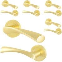 AFIT Satin Brass Internal Door Handles Round Rose 5 Pairs Novi in Gold | Size: 150mm x 150mm