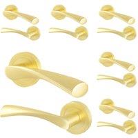 AFIT Satin Brass Internal Door Handles Round Rose 6 Pairs Novi in Gold | Size: 150mm x 150mm