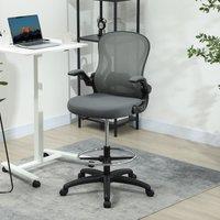 VINSETTO Standing Desk Chair with Adjustable Footrest, Charcoal Grey in Dark Grey