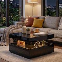 HOMCOM LED Coffee Table with Storage, Modern Centre Table, High Gloss Black