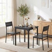 HOMCOM 3 Pcs Compact Dining Table 2 Chairs Set Black Wood Effect