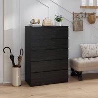 HOMCOM Chest of Drawers with 5 Drawers, Modern Dresser for Bedroom, Black