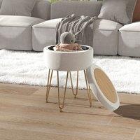 HOMCOM 5L Velvet Footstool with Removable Lid for Bedroom in Cream
