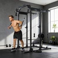 SPORTNOW Cable Crossover Machine, 300kg Multi Gym Cable Pulley System in Black