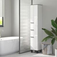 HOMCOM Bathroom Cabinet with Adjustable Shelves, Double Doors & Drawer in White
