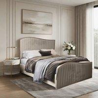 Casani Gainsborough Upholstered Soft Velvet Beige Metal Designer Bed Frame in Cream | Size: Single
