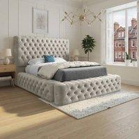 Casani Worcester Pleated Upholstery Beige Designer Bed Frame in Cream | Size: Small Single
