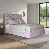 Casani Marden Upholstered Soft Velvet Pink Metal Designer Bed Frame | Size: Single