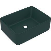 Berkfield Home Luxury Wash Basin Matt Dark Green 41x30x12 cm Ceramic | Size: 41 x 30 x 12 cm