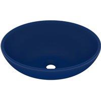 Berkfield Home Luxury Basin Oval-shaped Matt Dark Blue 40x33 cm Ceramic