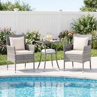 Costway 3PCS Garden Wicker Bistro Set Conversation Furniture Set w/ Cushions