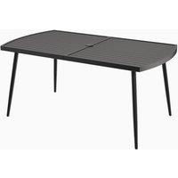 Gymax 160 cm Rectangle Dining Table With Umbrella Hole Outdoor Bistro Table in Black
