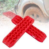Gymax Set of 2 Off-Road Traction Boards For Extricating & Rescuing Vehicle in Red
