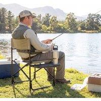 Costway Folding Camping Chair Portable Directors Chair Lawn Chair w/Cup Holder in Tan