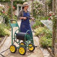 Costway Garden Hose Reel Cart 4-Wheel Powder-Coated Metal Water Hose Organizer in Green