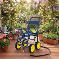 Costway Garden Hose Reel Cart 4-Wheel Powder-Coated Metal Water Hose Organizer in Navy
