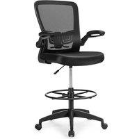 Gymax High Back Mesh Office Chair Rolling Ergonomic Chair Flip-up Armrests in Black