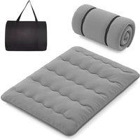 Gymax Queen Size Floor Mattress Roll up Mattress Pad Tatami Mat With Carry Bag in Grey