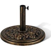 VOGREX 12kg Bronze Cast Iron Parasol Base Floral Umbrella Stand in Brown