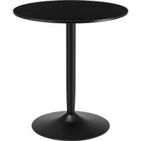 VOGREX Round Dining Table w/ Steel Base, Non-slip Pad for Living Room Black | Size: 100 cm x 80 cm
