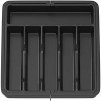 VOGREX Plastic Expandable Cutlery Tray Drawer Insert for Kitchen in Black