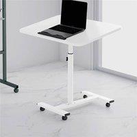 Nordara White Height Adjustable Mobile Over Bed Table Laptop Tray | Size: 100 cm x 60 cm