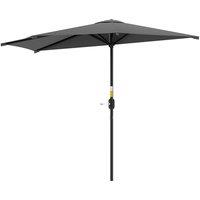 Nordara 3M Half Round Dark Grey Garden Parasol Hand Crank Sun Umbrella | Size: 100 cm x 60 cm