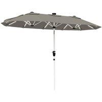 Nordara 3M Grey Double Sided Garden Parasol With Solar Powered Lights | Size: 100 cm x 80 cm