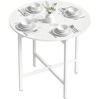 Nordara White Folding Drop Leaf Dining Table Space Saving Household Desk | Size: 100 cm x 80 cm
