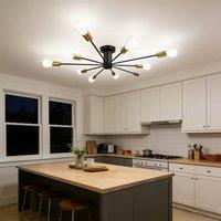 INMTFEI Black & Gold 10-Light Sputnik Chandelier Modern Flush Mount