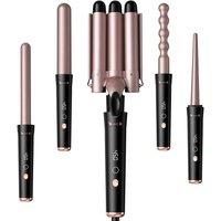 INMTFEI 5 in 1 Curling Iron Hair Styling Tool with LCD Temperature Control in Gold