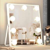 INMTFEI Hollywood LED Vanity Mirror with 9 Bulbs 3-Colour Dimmable Light Smart Touch in White