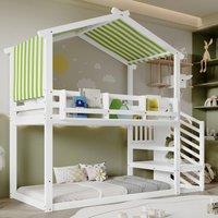 okwish 3ft Single Bunk Bed with Corner Staircase in White
