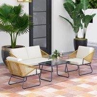 okwish Sofa 4-Seater with steel frame in natural finish