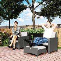 okwish 5-Piece Garden Bistro Set with Storage Table in Cream