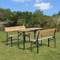 okwish Picnic Table Set Folding Design with Backrests in Natural
