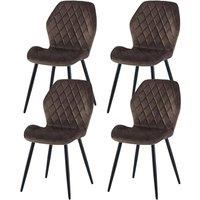 SONARA Modern Velvet Dining Chairs Set of 4 with Ergonomic Curved Backrest in Brown