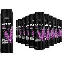 Lynx Men's Excite Body Spray XL 48-Hour HD Fragrance Deodorant, 200ml, 12Pack in Black