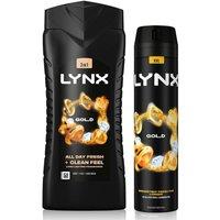 Lynx Men's 12H Refreshing Gold Shower Gel 500ml with 48H Fresh Body Spray 250ml in Black