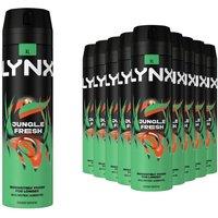 Lynx Men's Jungle Fresh Body Spray XL 48Hr HD Fragrance Deodorant, 200ml, 12 Pack in Black