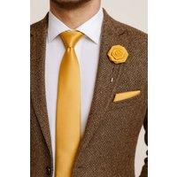 AJVANI Men's Formal Wedding Pocket Square + Bowtie + Flower Buttonhole Pin + Tie Set in Pale Orange