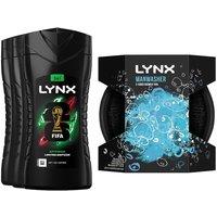 Lynx Men's Africa Fragrance Bodywash 225ml, 3 Pack with Manwasher Shower Tool in Black