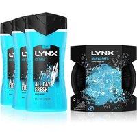Lynx Men's Ice Chill 3-in-1 Bodywash 3 Pack 225ml with Manwasher Shower Tool in Blue