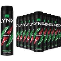 Lynx Men's Africa Body Spray XL 48-Hour HD Fragrance Deodorant, 200ml, 12 Pack in Black