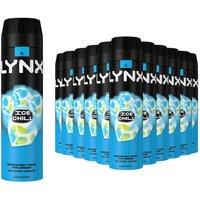 Lynx Men's Ice Chill Body Spray XL 48-Hour HD Fragrance Deodorant, 200ml, 12 Pack in Black