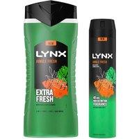Lynx Men's Jungle Fresh Shower Gel Extra Fresh, 500ml with Body Spray, 250ml in Green