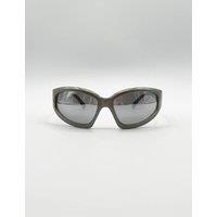 SVNX Men's Silver Racer Wrap Sunglasses