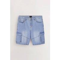 Enorsia Men's Light Blue Denim Cargo Shorts | Size: 34