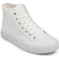 Spot On Men's High Top Canvas Lace Up Trainers in Natural White | Size: 9
